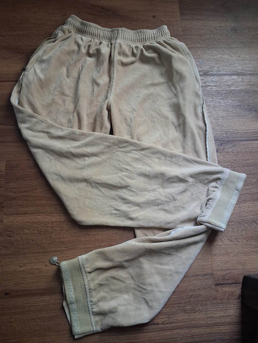 VTG Versace Jeans Couture Velour Track Pants Camel Brown Wide Leg Unisex L